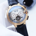 Cartier Black Blue Silver Dial Leather Strap Watch — hero